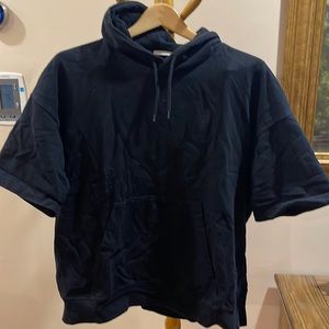 Black Hoodie with Cut Sleeves